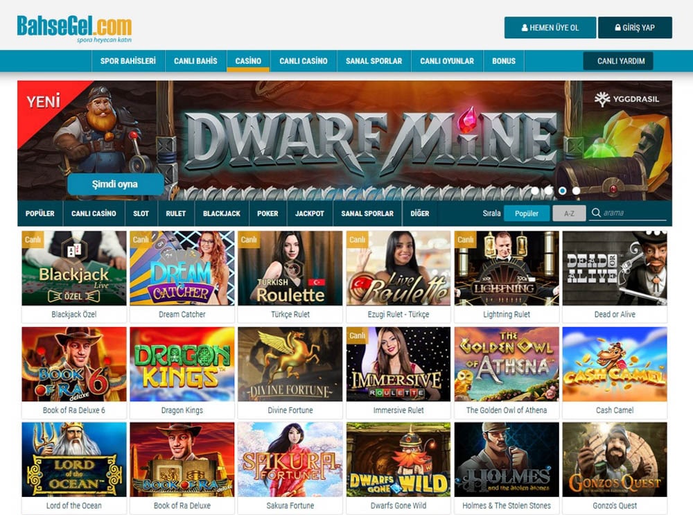 Bahsegel casino oyunlari nelerdir